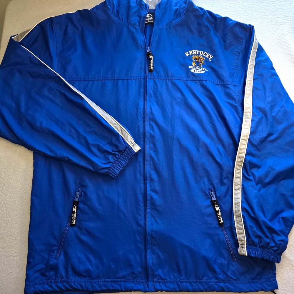 Vtg Y2K Starter Kentucky Wildcats Jacket Mens XL Blue Windbreaker Embroidered...